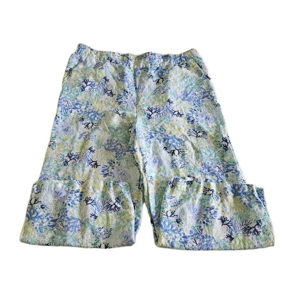 Northern Reflections Pants Womens XL Floral Cropped Wide Leg Pull On Linen Blend - Picture 12 of 16